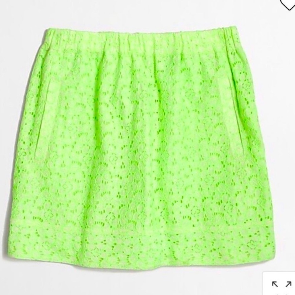 J Crew Neon Eyelet Floral Lace Skirt size XS. 1060